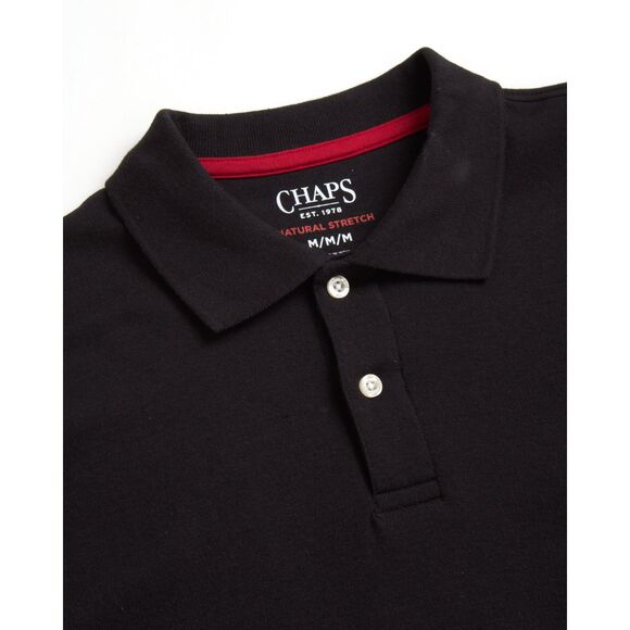 Chaps Men's Polo Shirt Classic Fit Short Sleeve 2-Button American Black Size XL - Picture 7 of 7